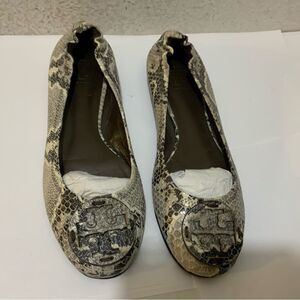 Tory Burch Snake Print Reva Cowhide Leather Flats 6.5 M